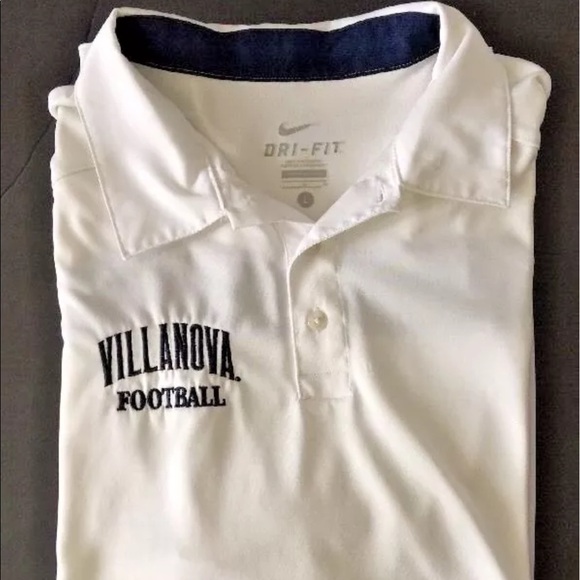Nike DriFit Villanova Football White Vented Polo L - Picture 1 of 8